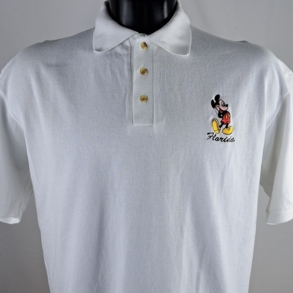 Mikey Mouse Unlimited Florida embroidered LG white casual preppy golf polo shirt